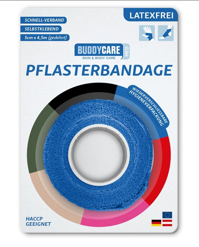 Náplasť BUDDYCARE 5cm x 4,5m modrá 1 ks