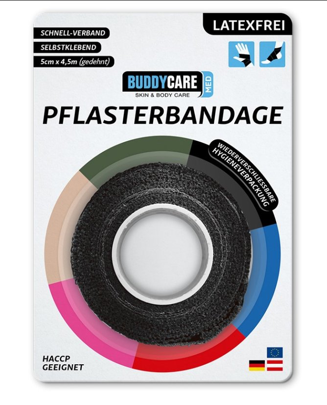 Náplasť BUDDYCARE 5cm x 4,5m čierna 1 ks