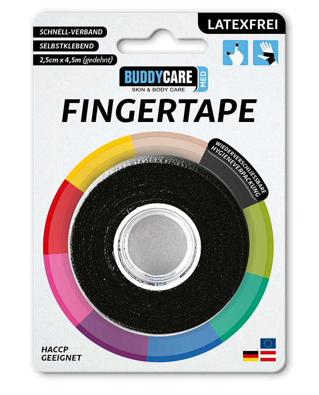 Náplasť na prsty BUDDYCARE 2,5 cm x 4,5 m čierna 1 ks