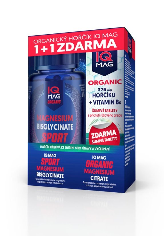 IQ Mag SPORT organický horčík bisglycinát + B6 90 kapsúl