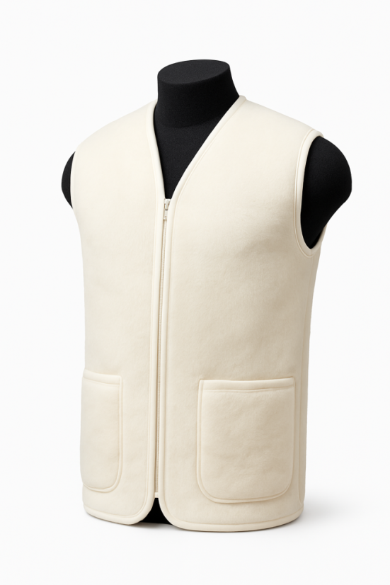 Pánska vlnená vesta - Merino vlna, prírodná - Veľkosť: XL