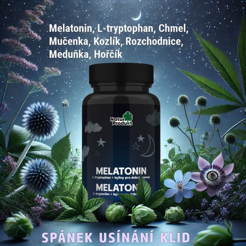 Melatonín + L-tryptophan + byliny 60 tob