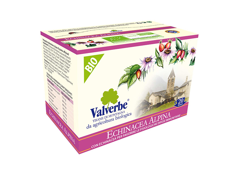 Valverbe Echinacea Alpina BIO bylinný čaj 20 sáčkov (30 g)