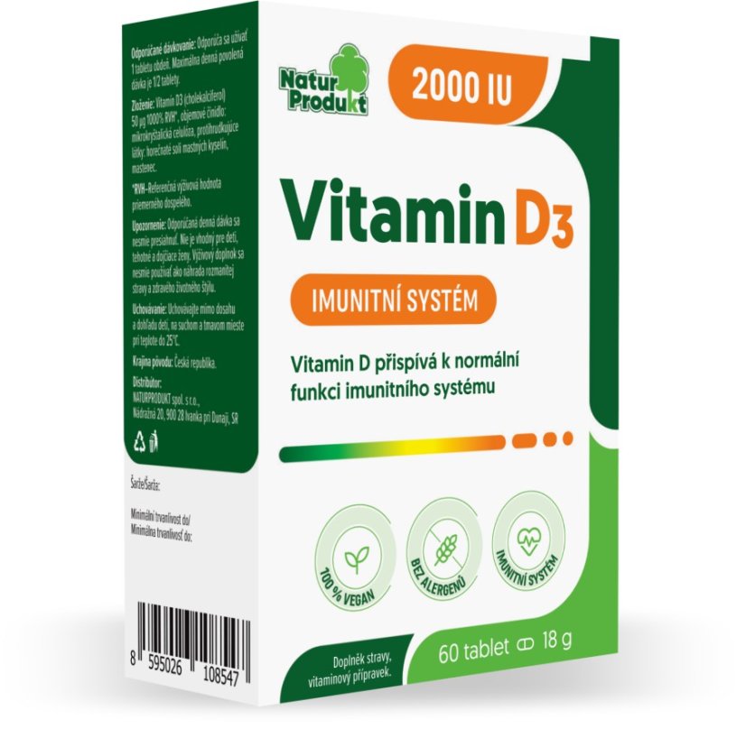 Naturprodukt Vitamín D3 2000 IU 60 tbl