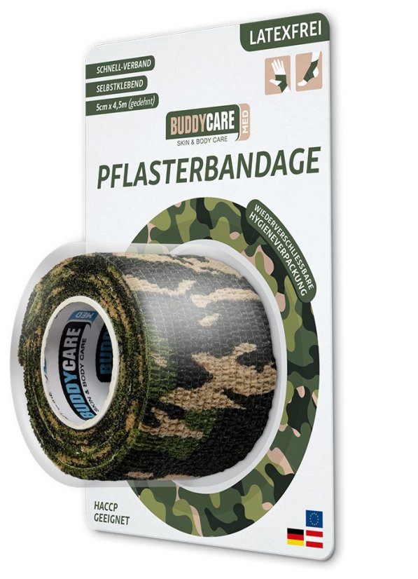 Náplasť BUDDYCARE 5cm x 4,5m zelený maskovací vzor 1 ks
