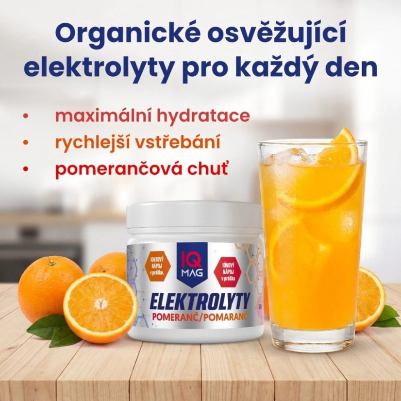 IQ MAG Elektrolyty Pomaranč 150 g – iónový nápoj s horčíkom, draslíkom a vápníkom