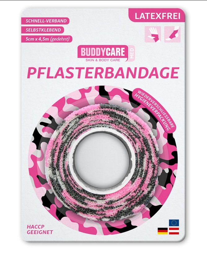 Náplasť BUDDYCARE 5cm x 4,5m ružový maskovací vzor 1 ks