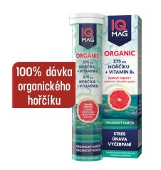 IQ Mag ORGANIC Magnesium + B6 (organický horčík) 13 šumivých tabliet