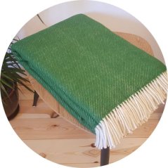 Vlnená deka so strapcami – novozélandská vlna, 500 g/m2, zelená