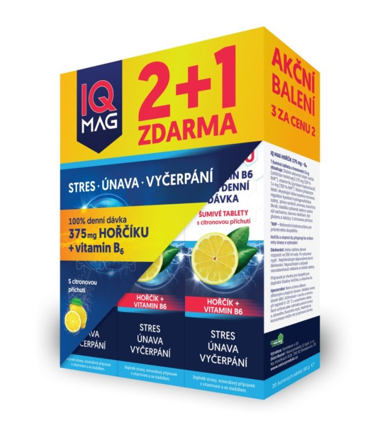 2+1 IQ Mag | magnézium | 375 mg + B6 rozpustné tablety 2+1 IQ Mag | magnézium | 375 mg + B6 rozpustné tablety